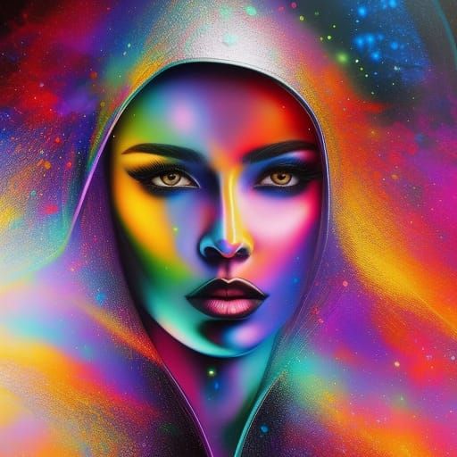 Vibrant Hooded Warrior in Colour Splash Art