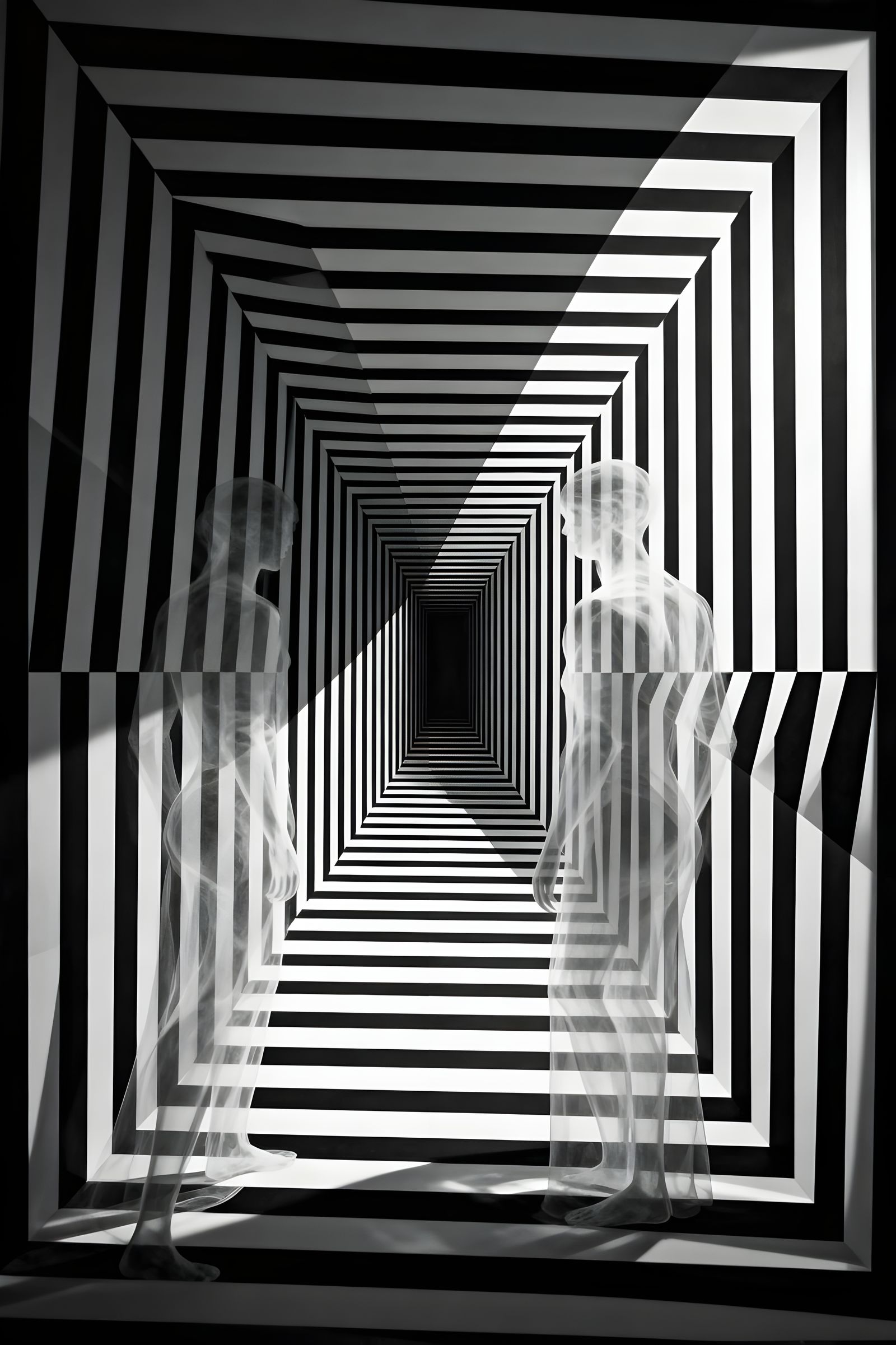 Hypnotic Optical Illusion with Spectral Figures