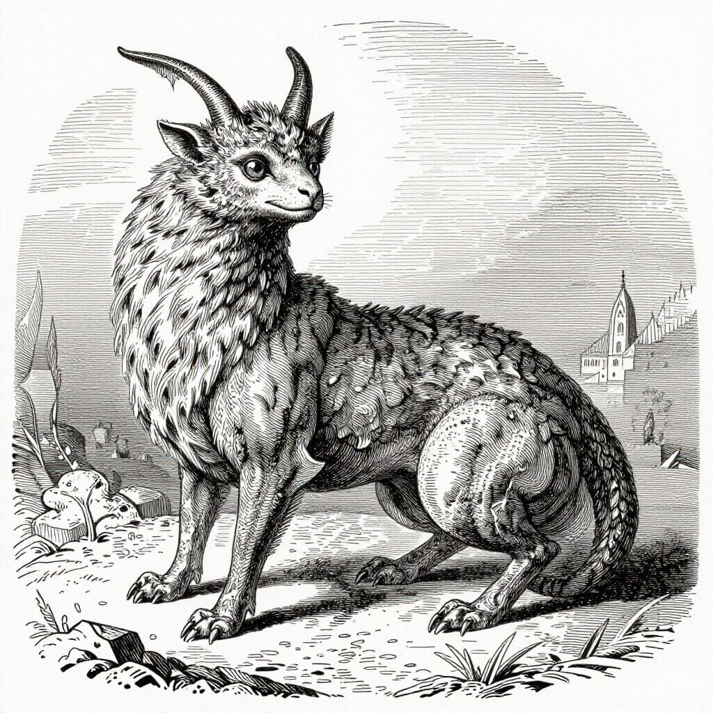 Mythical Creature Illustration in Gustave Doré Style