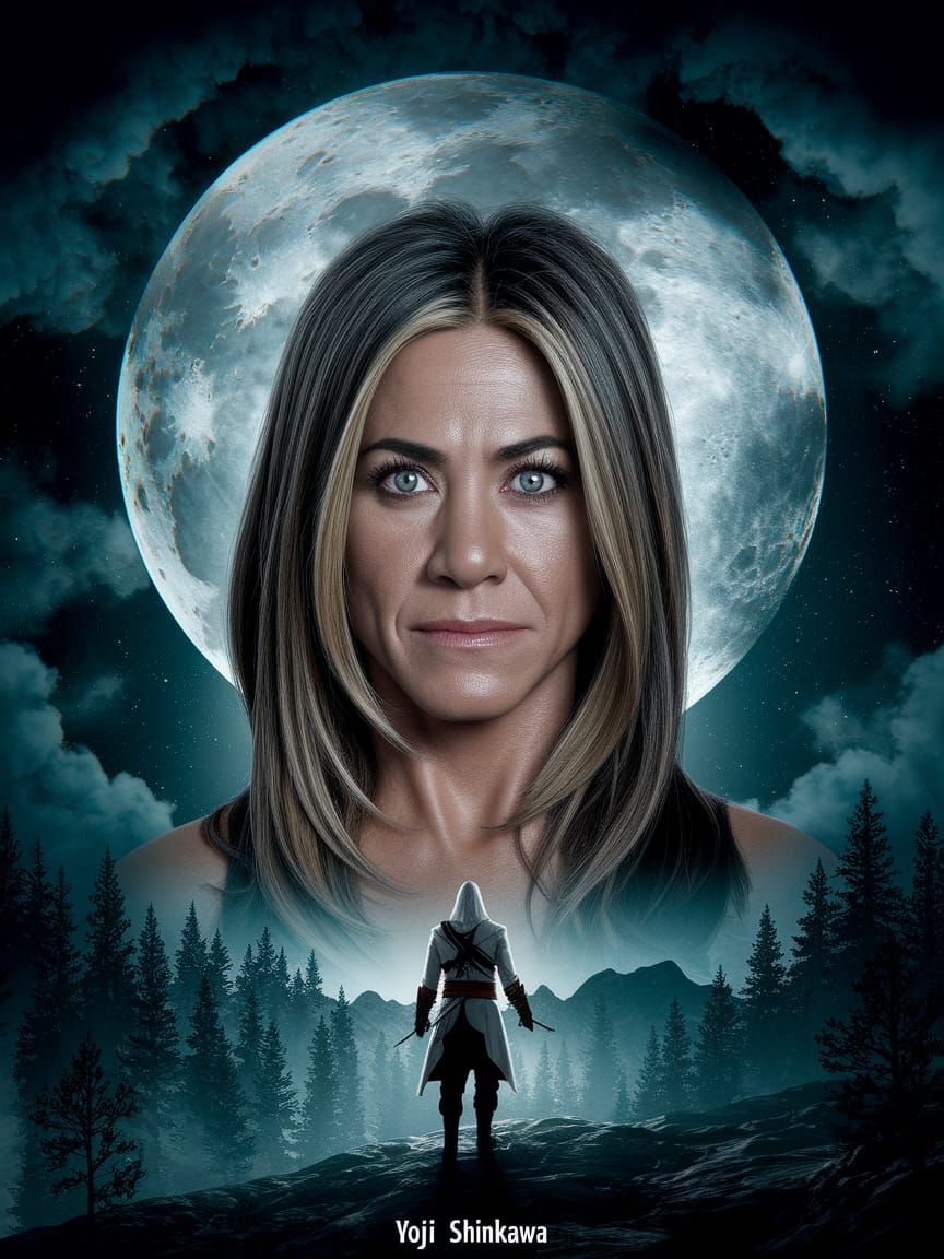 Jennifer Aniston in a Dark Psychedelic Oil Painting Style