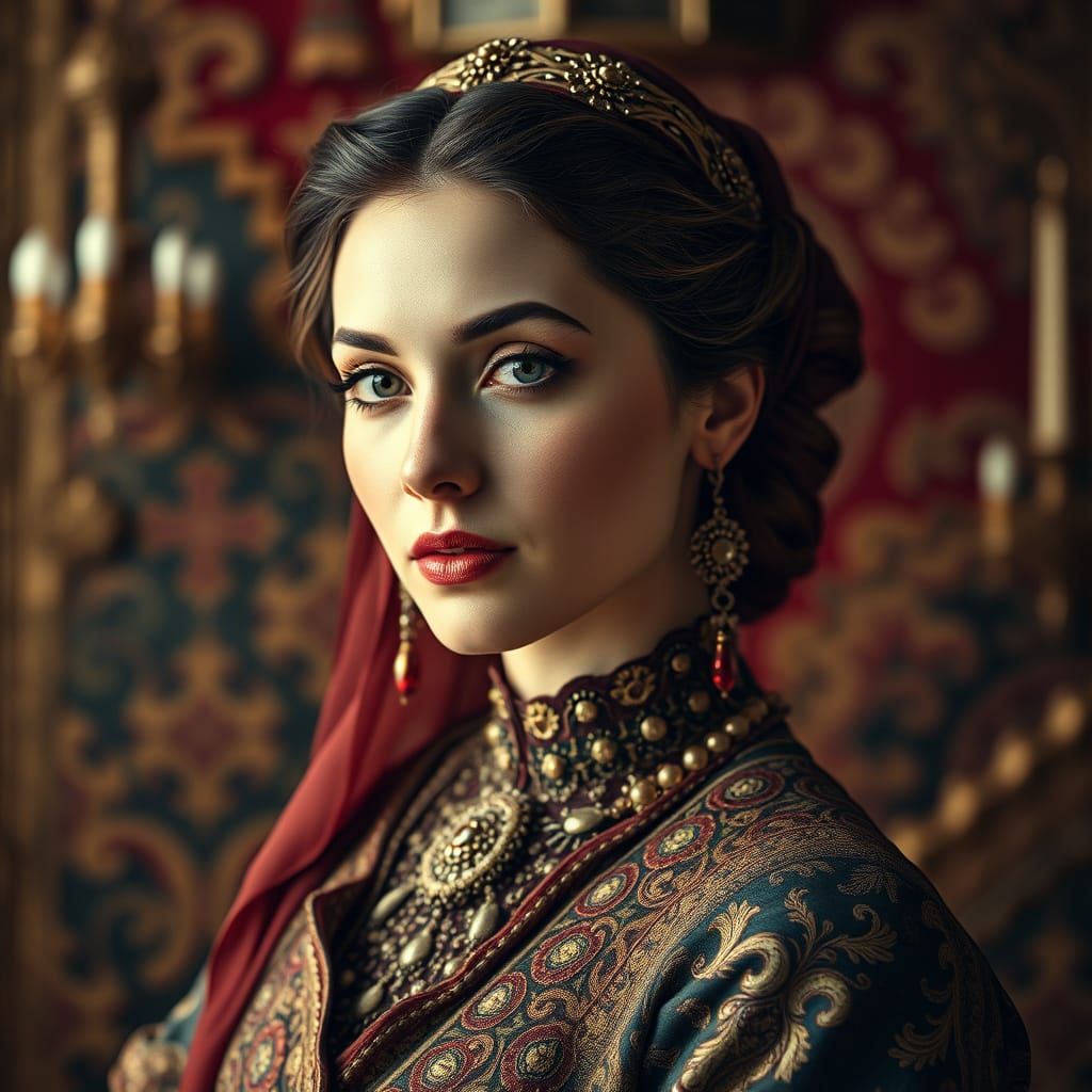 Elegant Ottoman Noblewoman in 19th-Century Istanbul