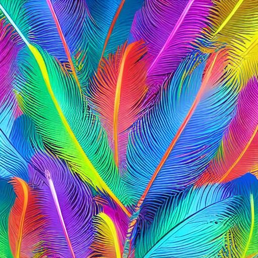 Feather Floating in Synthwave Candyland Digital Art