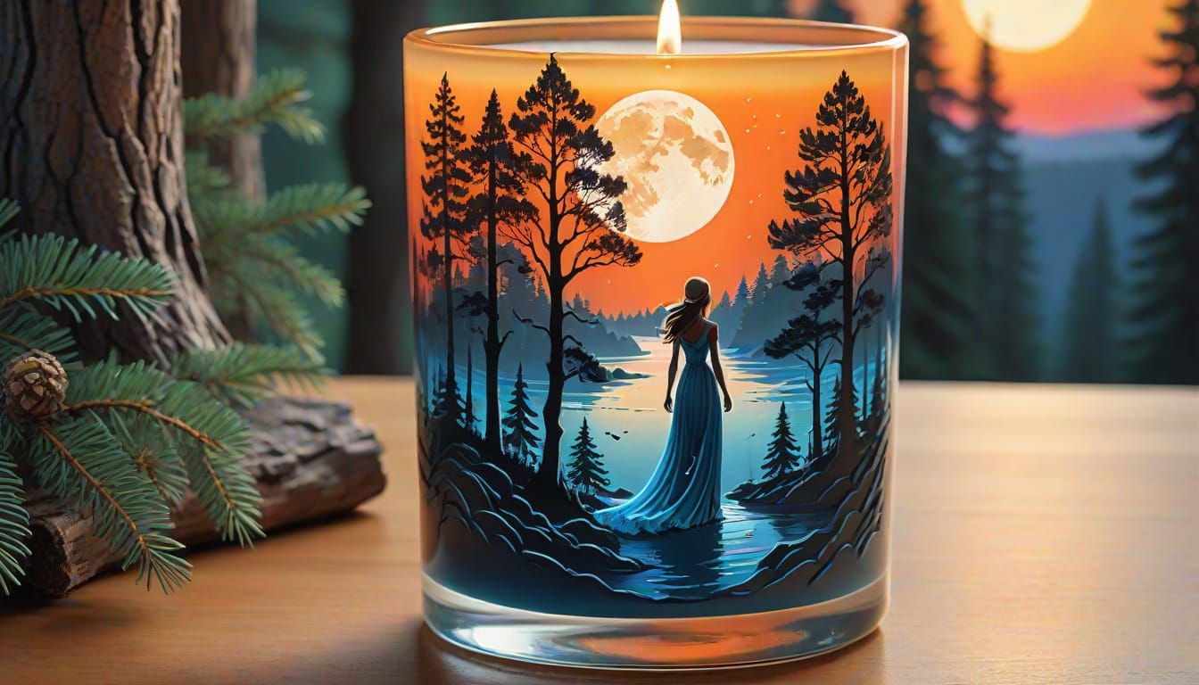 Moonlit Forest Goddess in Intricate Candle Design