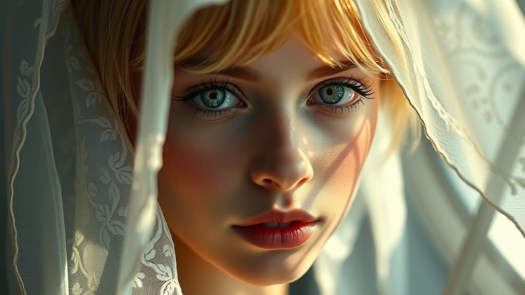 Enchanting Woman in Lace, Ethereal Glow