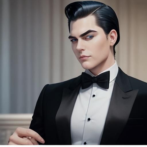 Man in Suit with Slicked Hair and Smirk