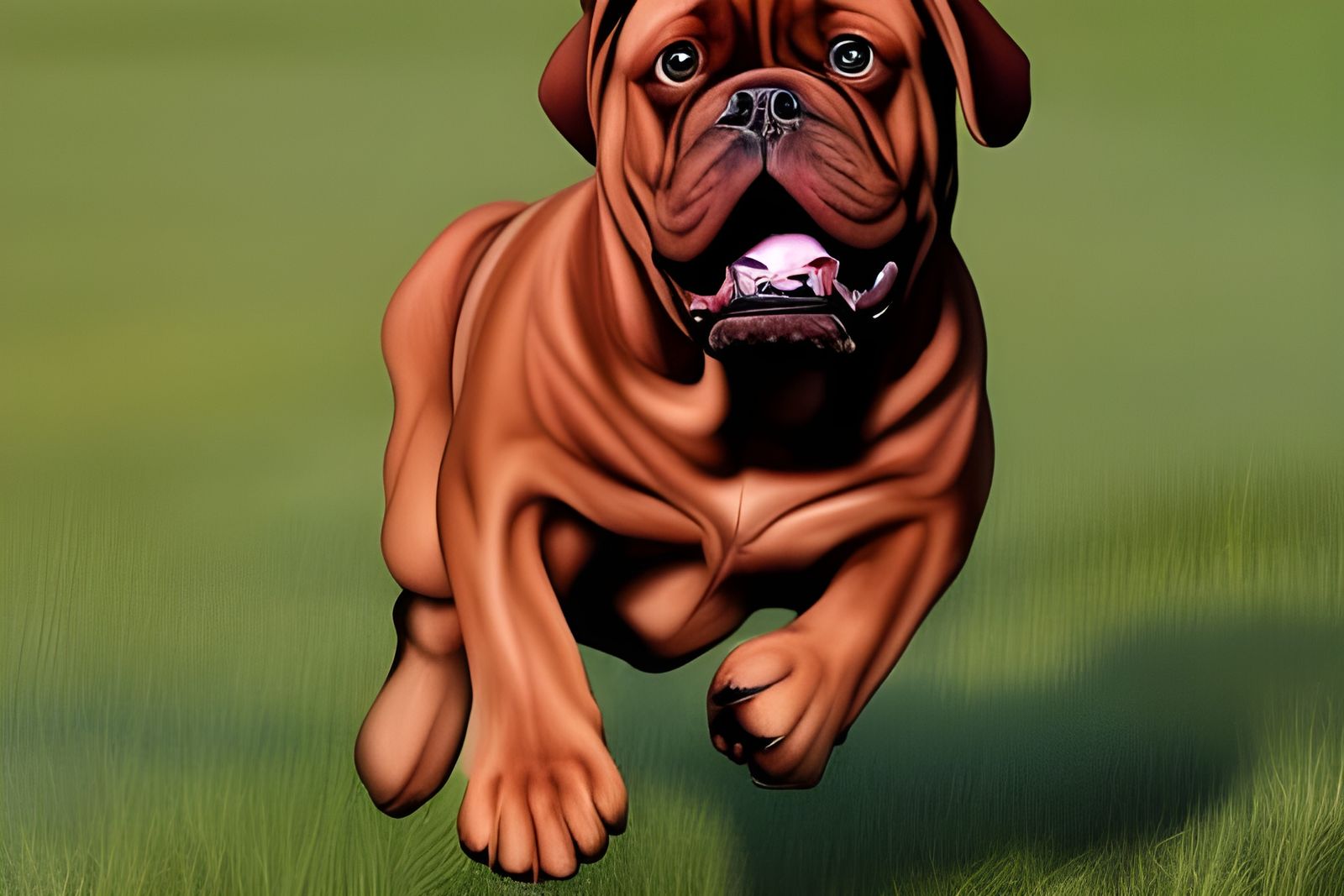 Dogue De Bordeaux Running in Park: Photorealistic HD