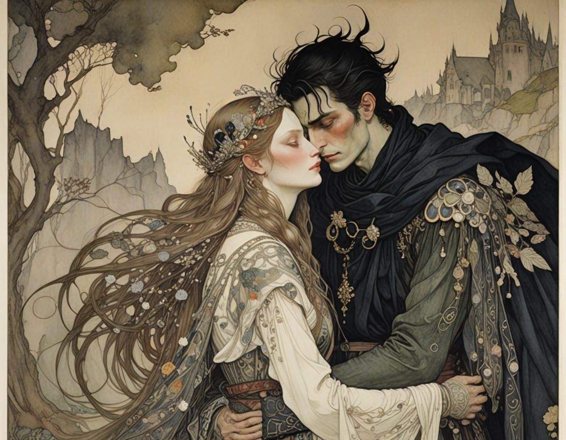 Enigmatic Fae Royalty in Ethereal Embrace