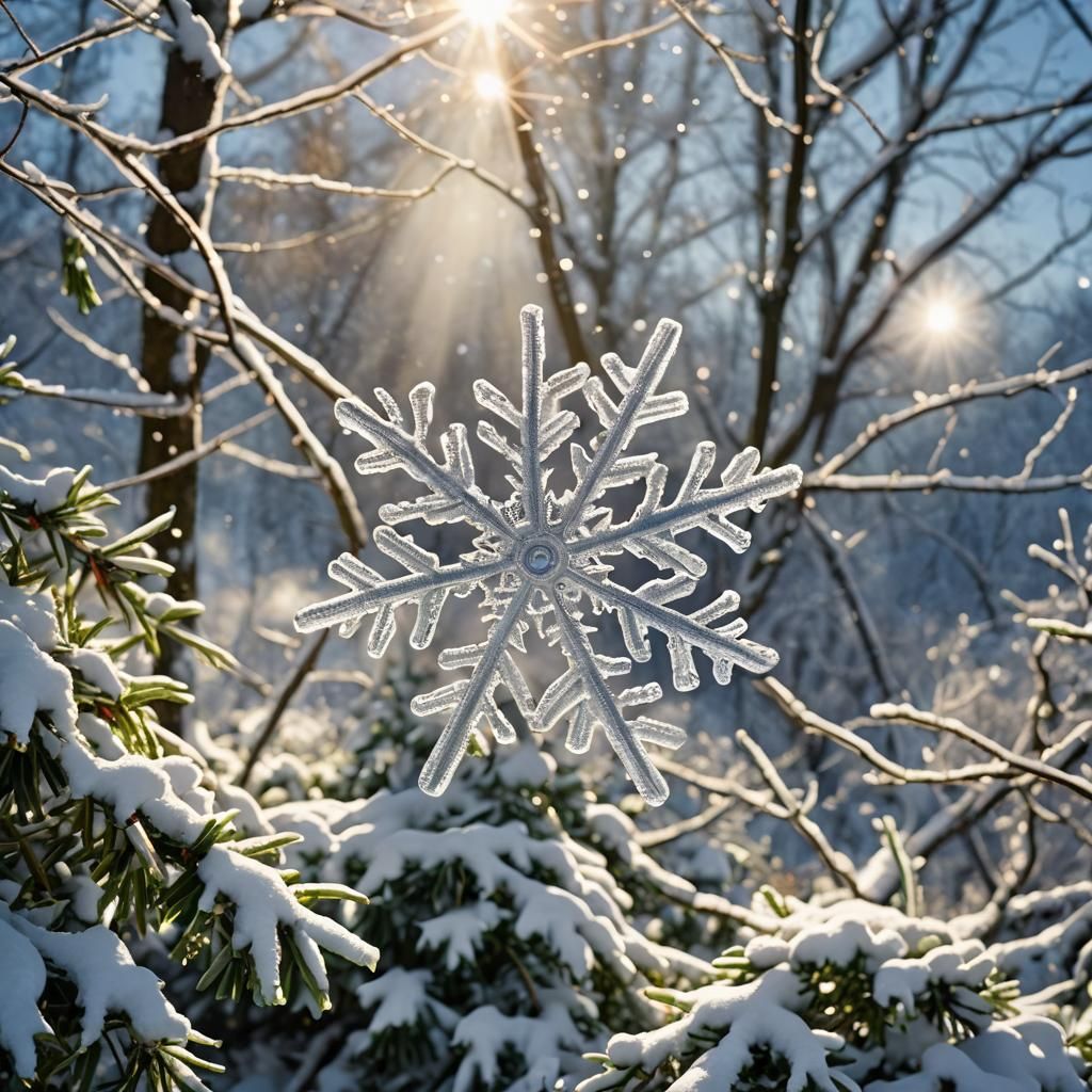 Giant Snowflake in Divine Sunshine