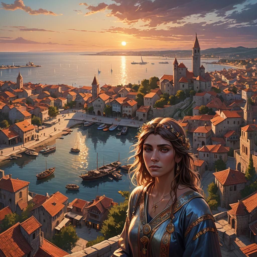 Nessebar Sunset: Hyperdetailed Concept Art Portrait