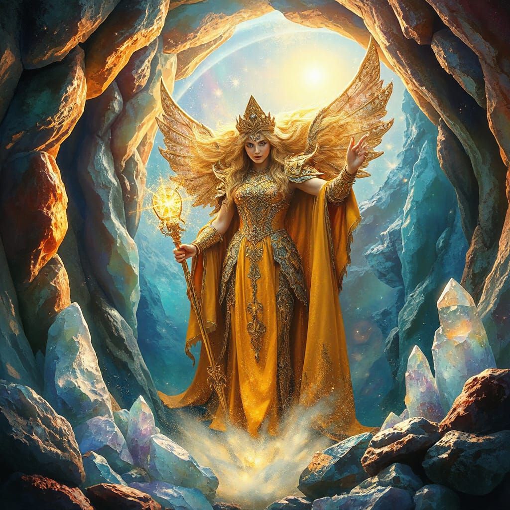 Celestial Fae Queen in Crystalline Grotto