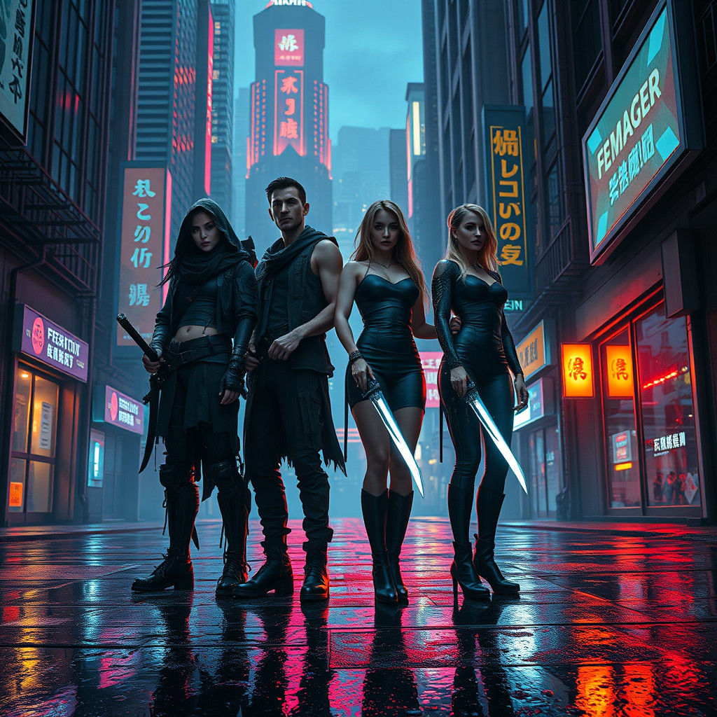 Cyberpunk Alleyway: Neon-Lit Dystopian Scene