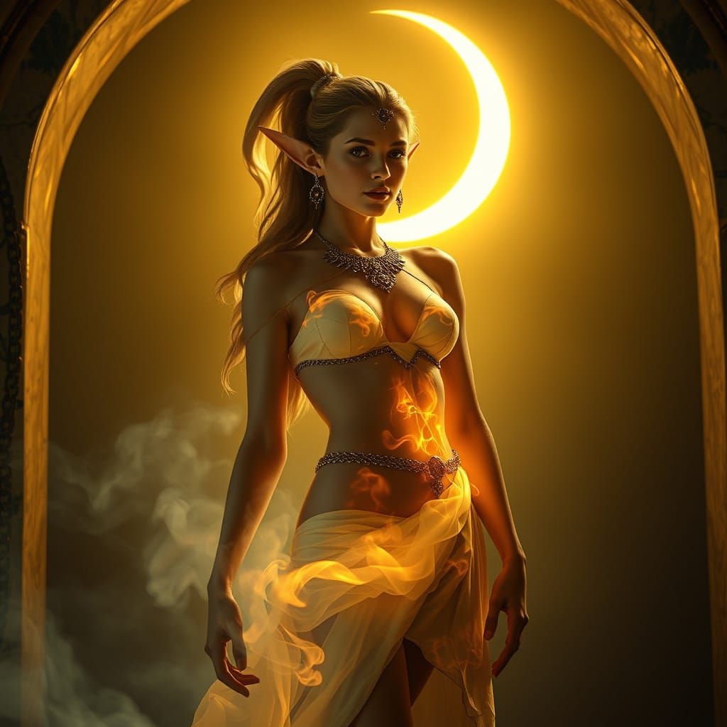 Breathtaking Elf Enchantress in Cinematic Fantasy Shot