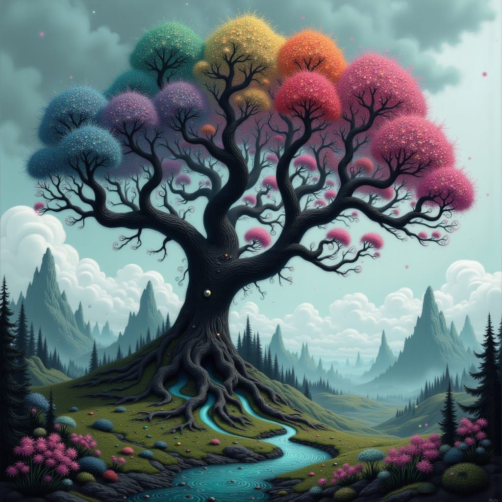 Majestic Yggdrasil in a Fantastical Nordic Landscape