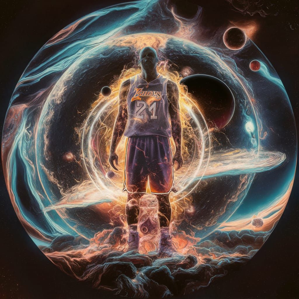 Stunning Kobe Holographic Cosmic Illustration in Vibrant Mix...