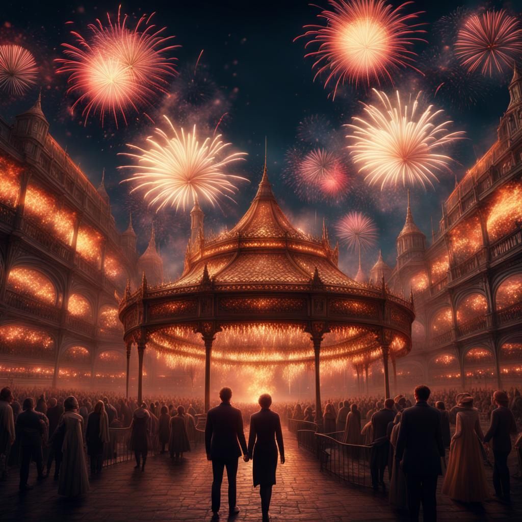 Spectacular Fireworks Canopy in Digital Matte Painting