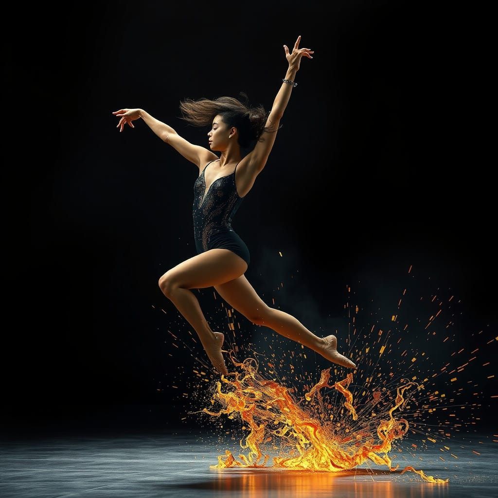 Ethereal Gymnast Ablaze in a Vexing Metallic Glow