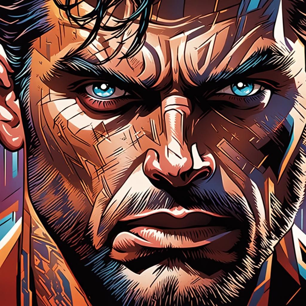 Intrigued Face in Comic Book Style Portrait
