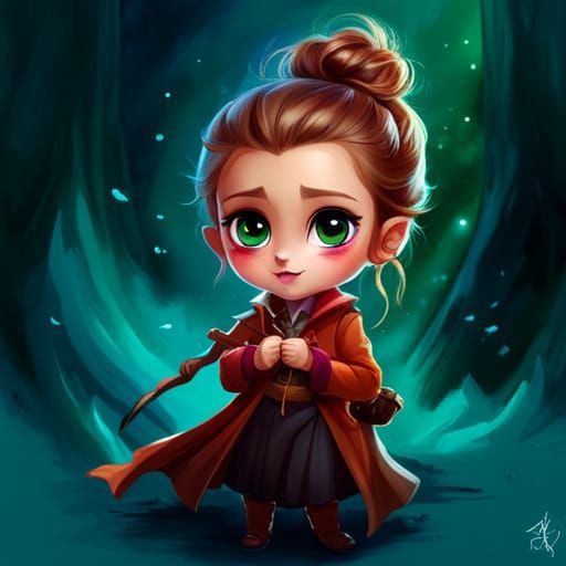 Adorable Chibi Hermione Granger Portrait in 8K