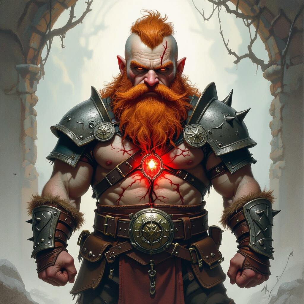 Dwarf with Embedded Jewel, in a Mystical Style