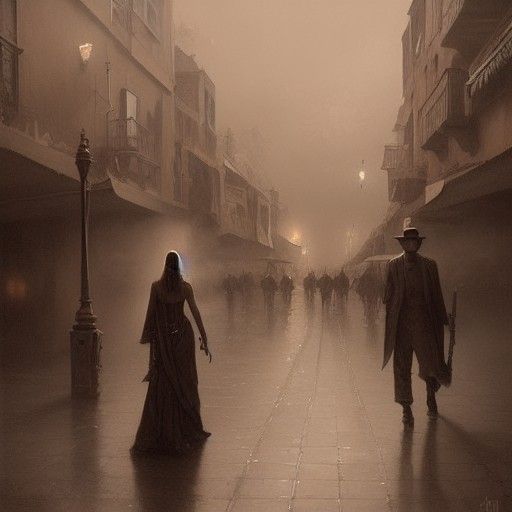 Sepia Casablanca Painting in Greg Rutkowski Style