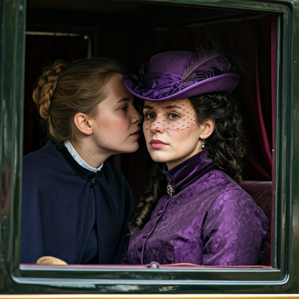 Victorian Lady and Maid Share Secrets in Carriage