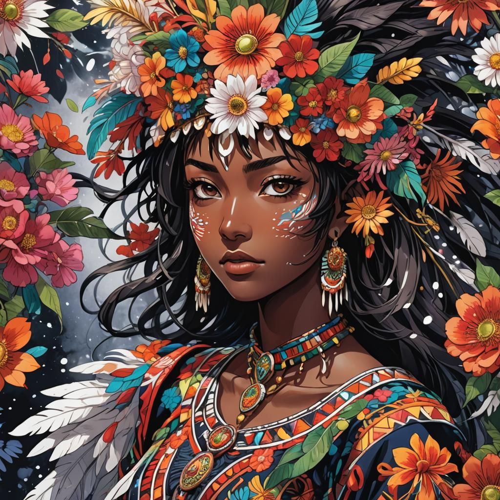 Aztec Girl in Jungle, Anime Manga Art