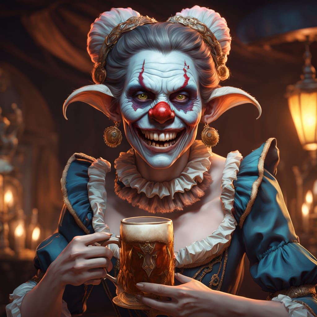 Hyper-Realistic Zombie Monkey Monster Clown Pub Wench in 18t...