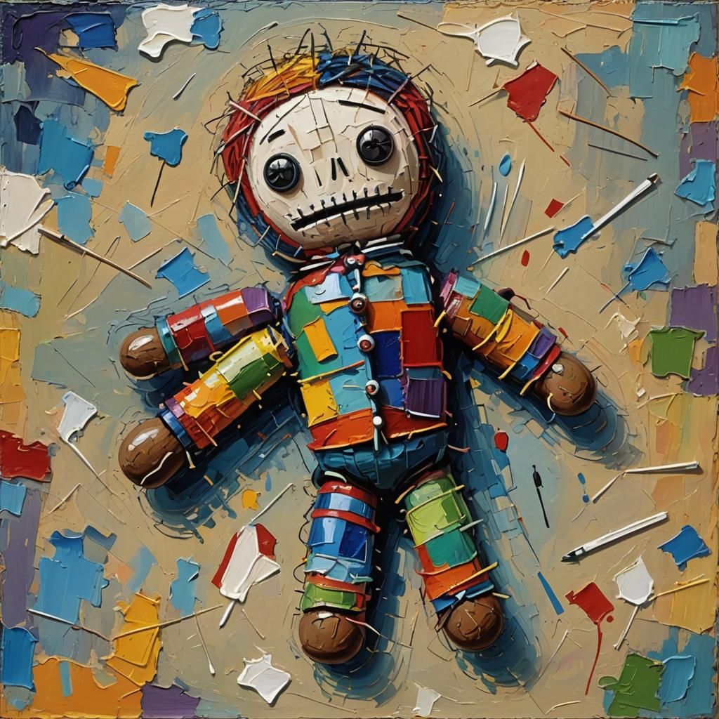 Voodoo Doll in Expressionist Impasto Style