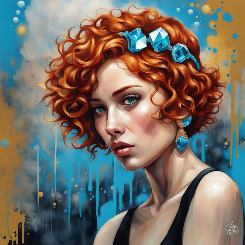 Redhead in Art Deco Graffiti Style