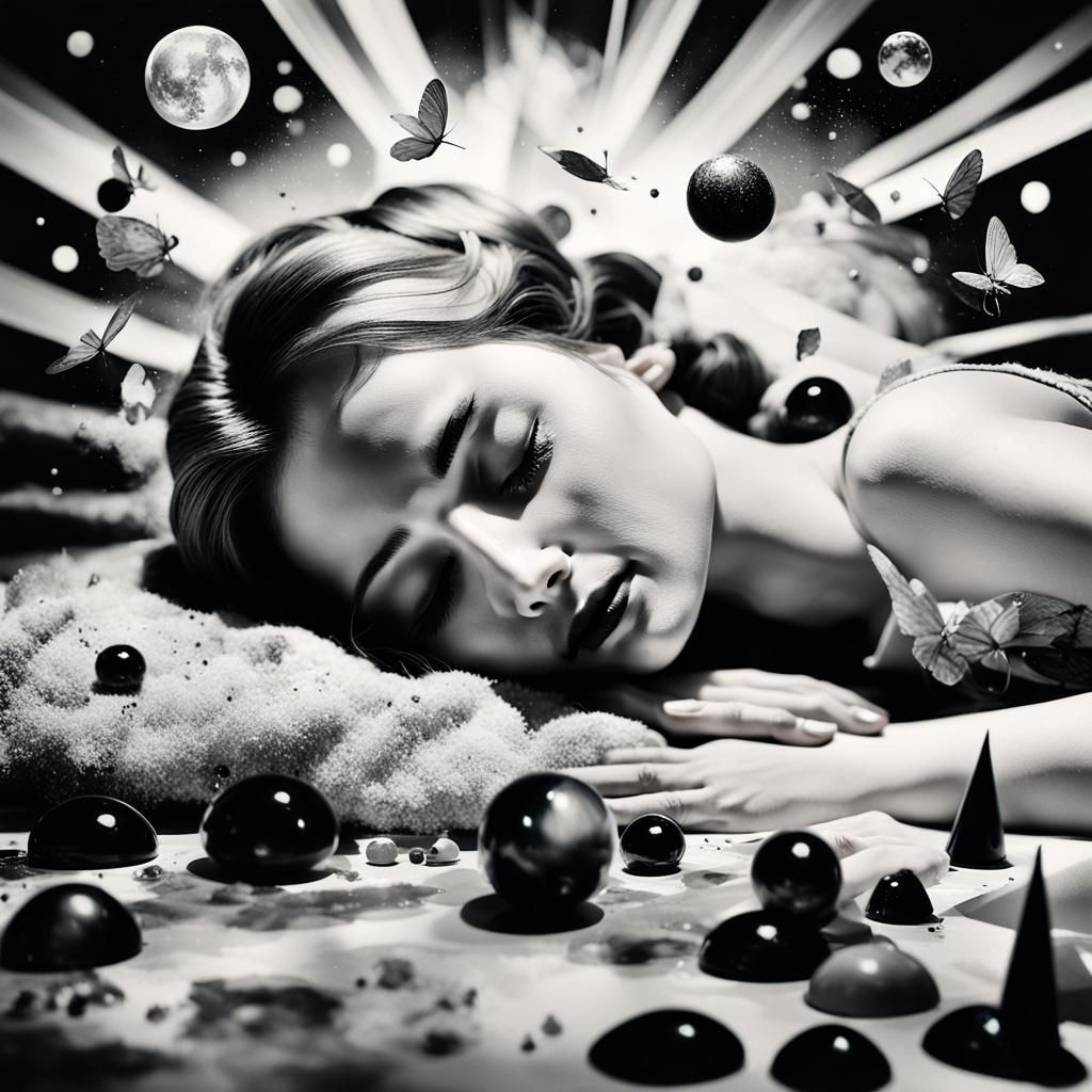 Dreamer in Surrealist Rayograph Style with Fairy