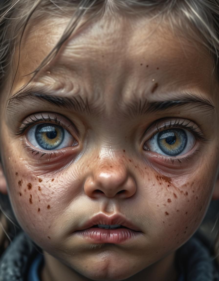 Fierce Little Girl Portrait in Hyperrealistic Style