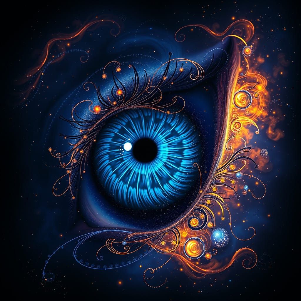Sapphire Eye in Cosmic Dreamscape