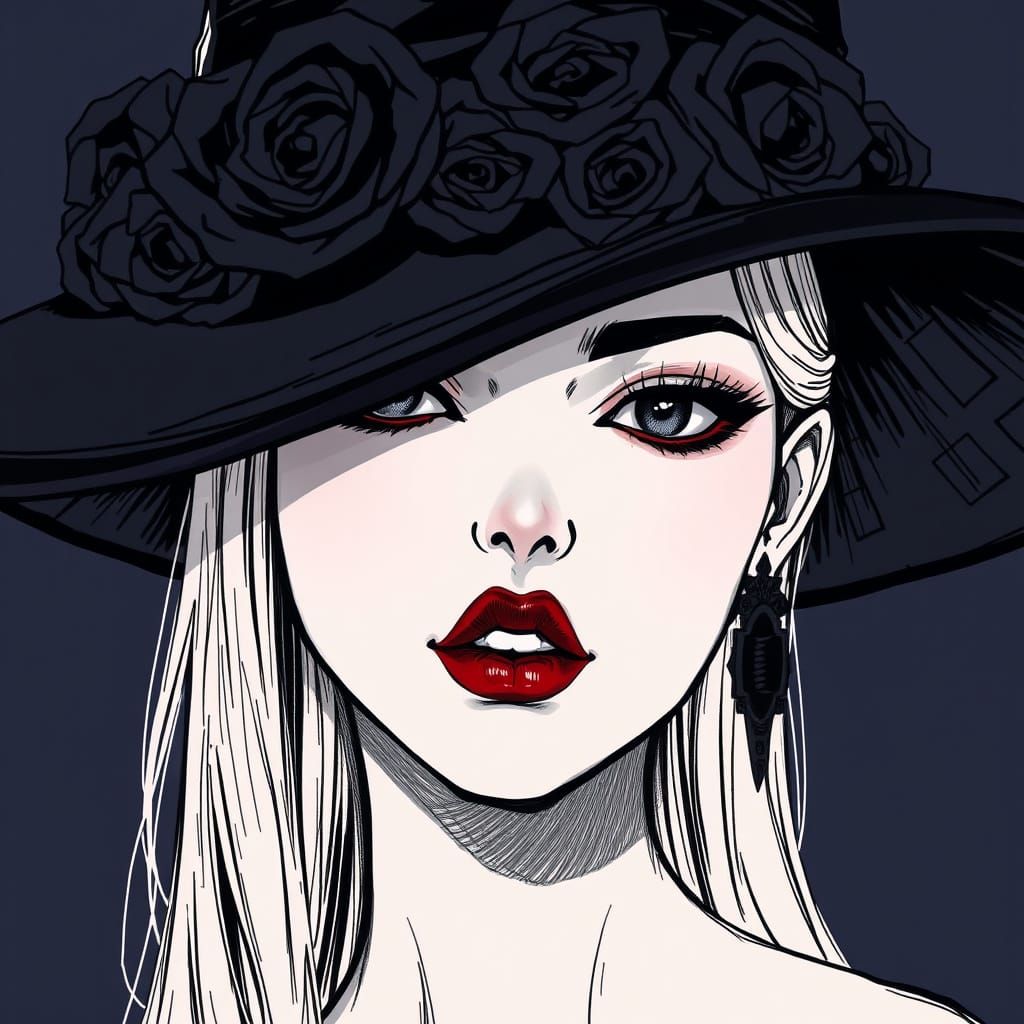 Gothic Manga Goddess with Enigmatic Expression