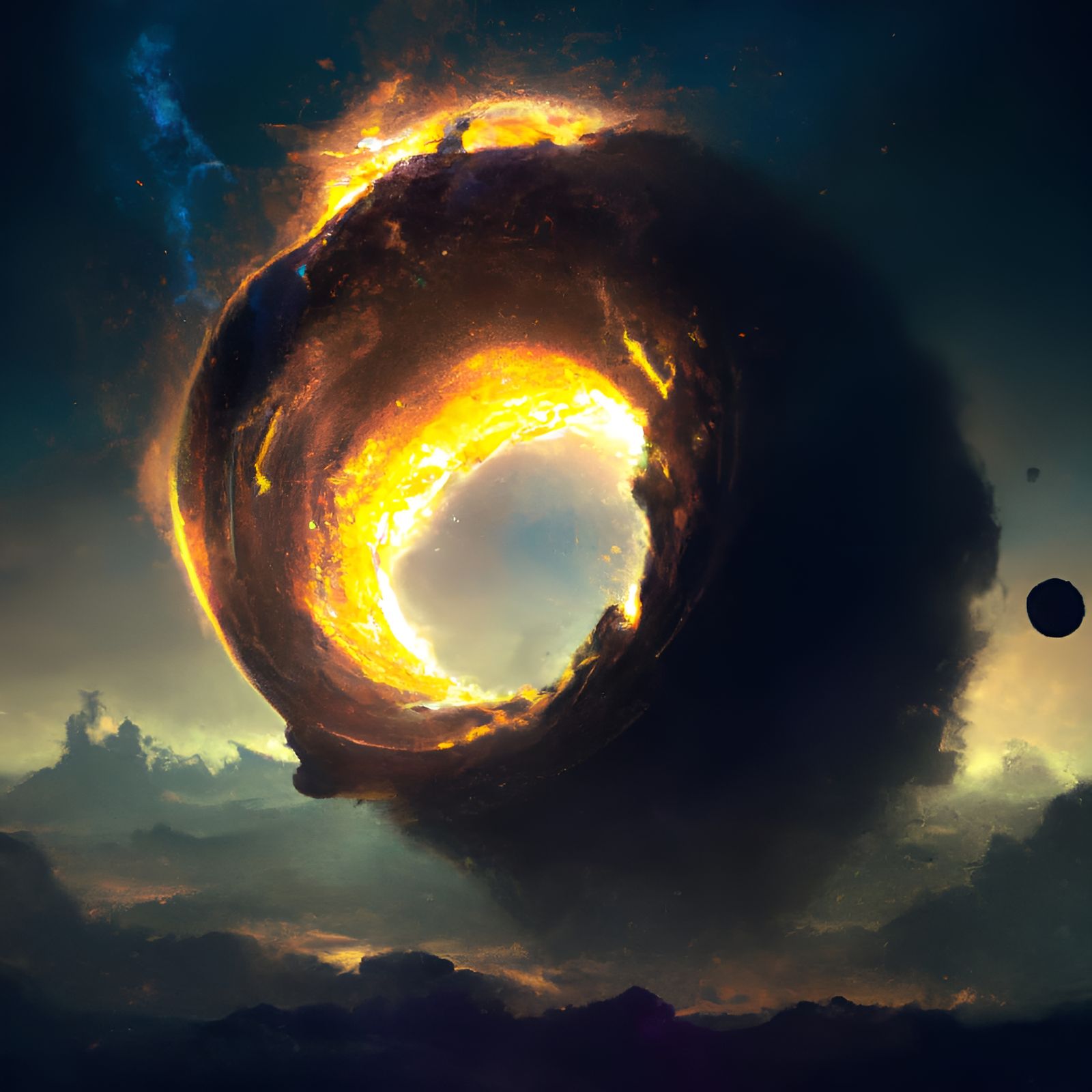 Black Hole Devours Exploding Star Digital Painting