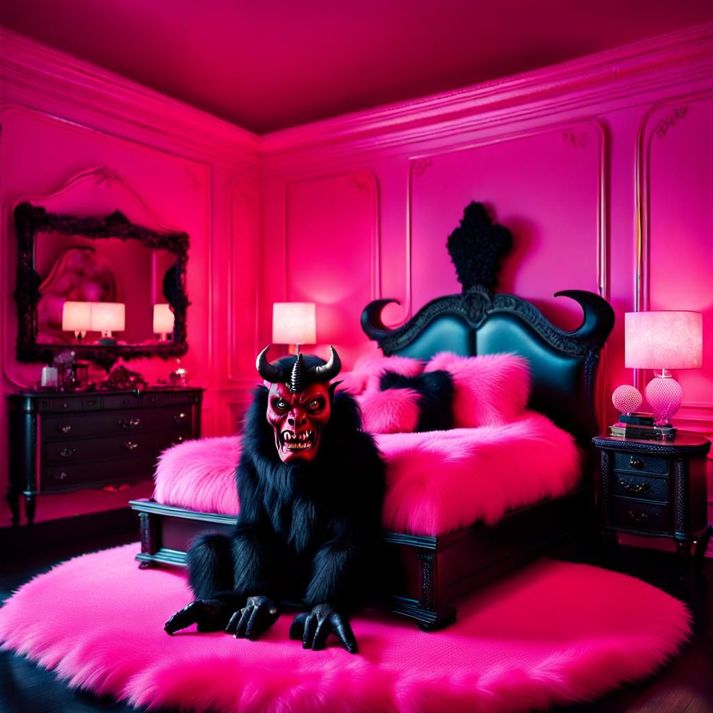 Demonic Intruder in Barbie Dreamhouse: Photorealistic Surrea...