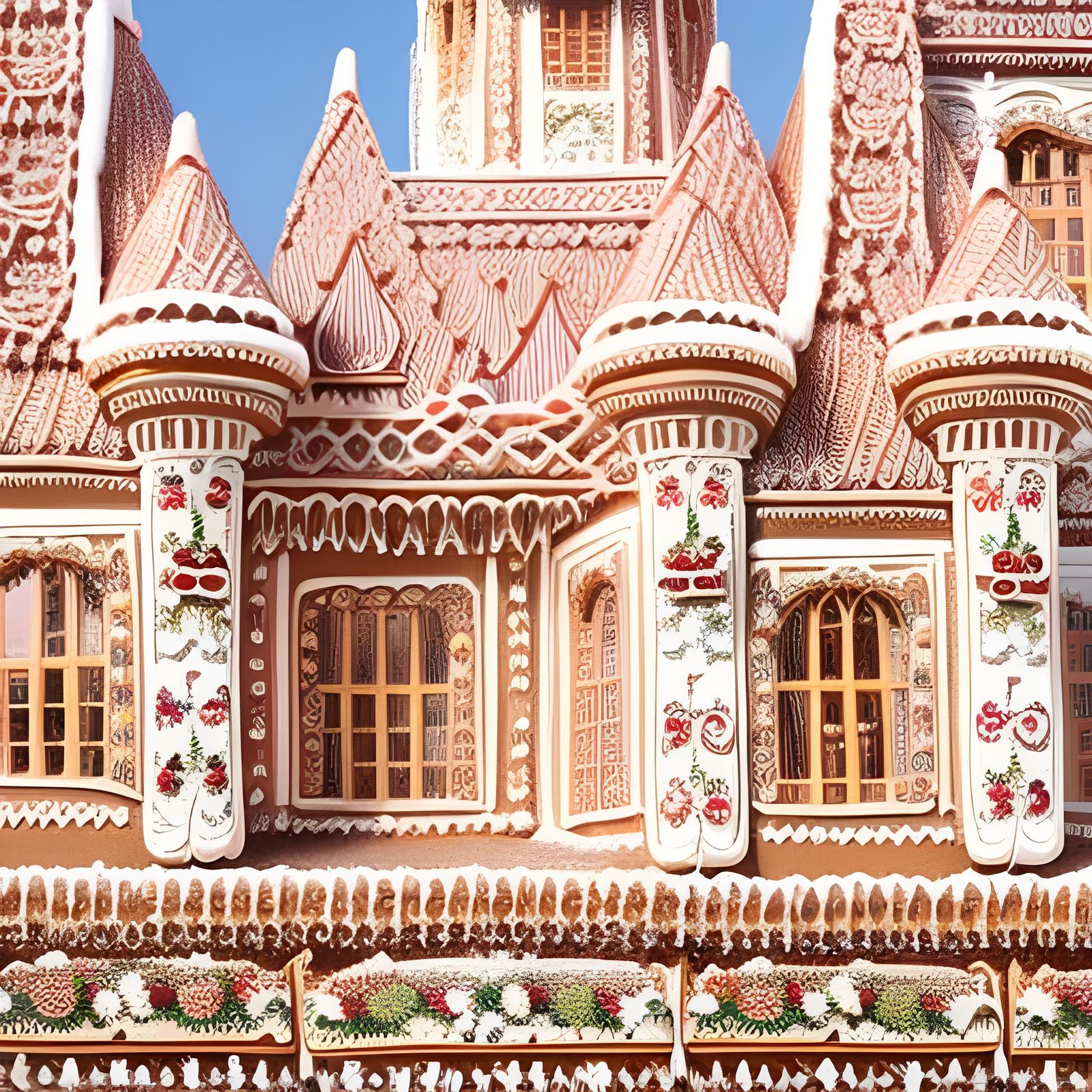 Epic Gingerbread Castle on Snowy Mountain