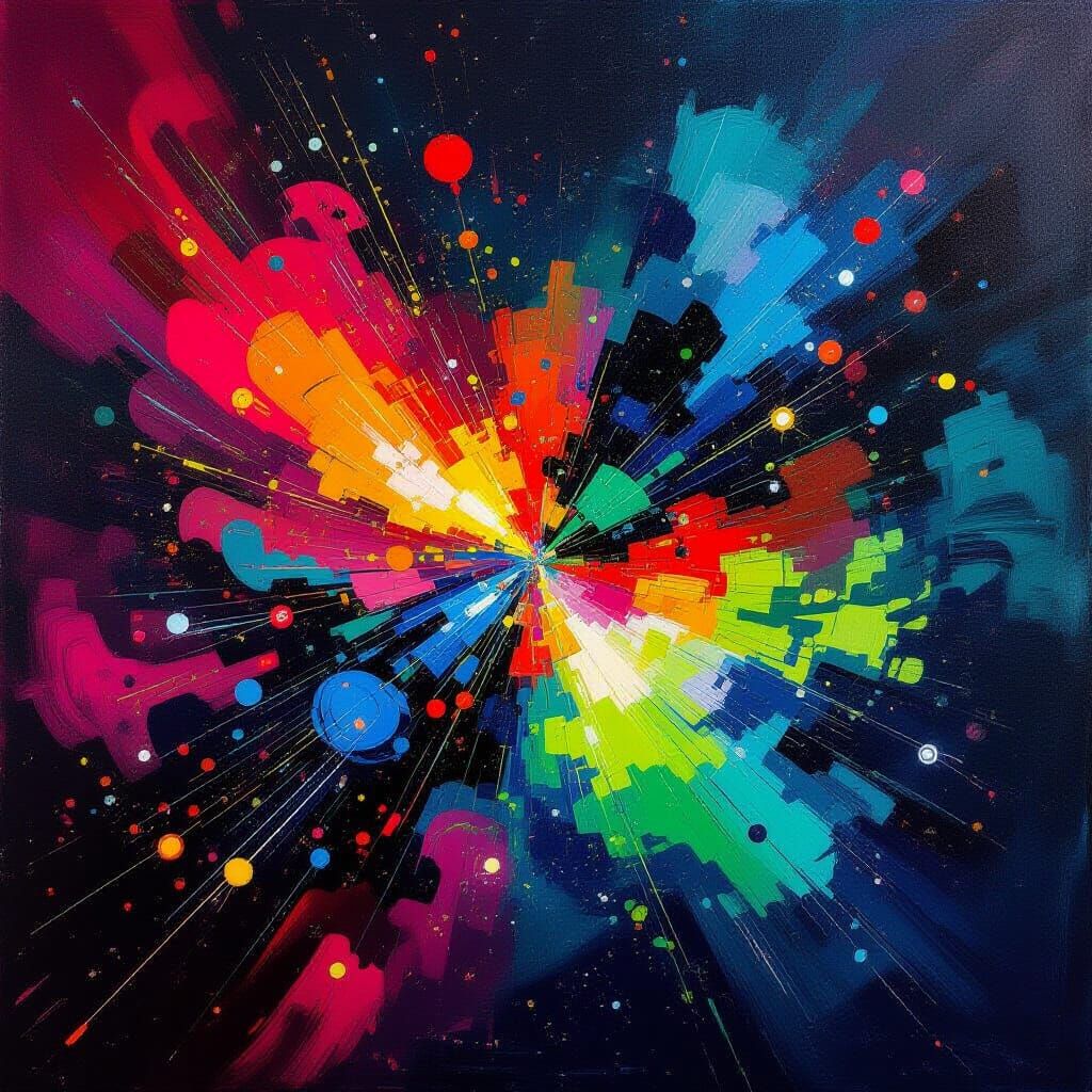 Vibrant Abstract Chaos in Dynamic Expressionist Style