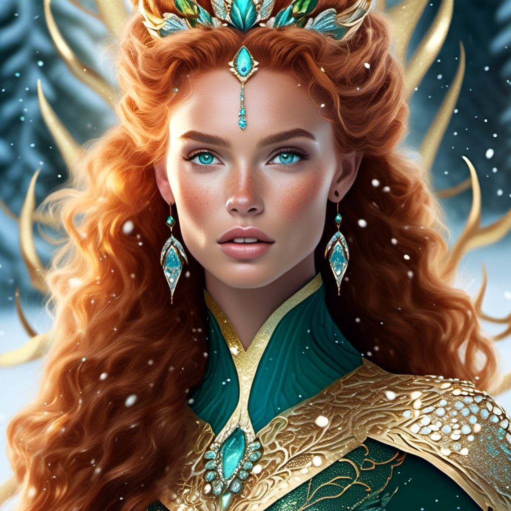 Ethereal Goddess of Frost in Vibrant Street Art