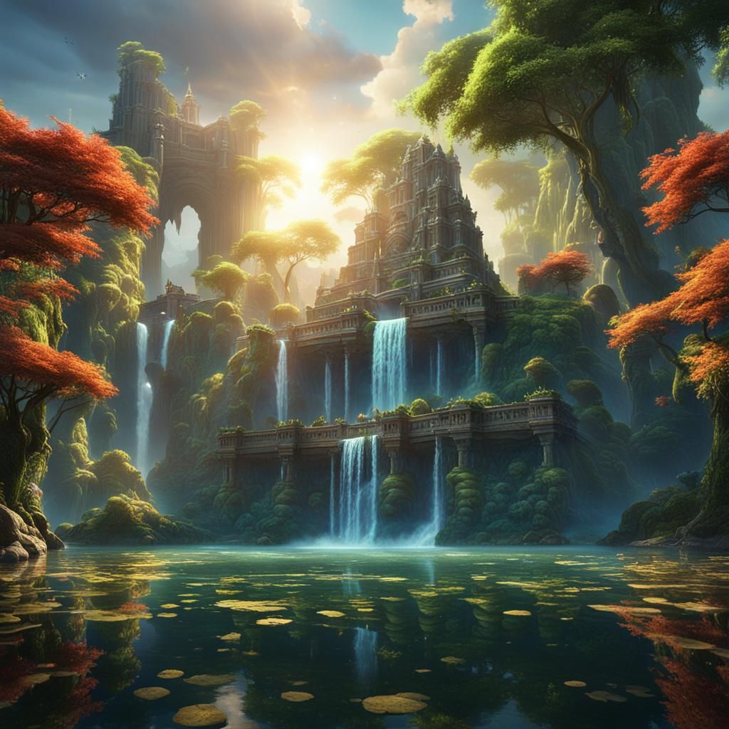 Ancient Temple Reclaimed by Nature at Sunrise