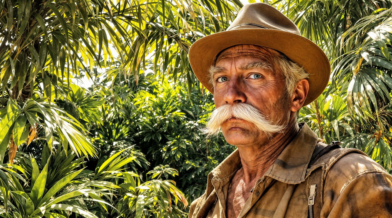Happy Australian Explorer in the Jungle