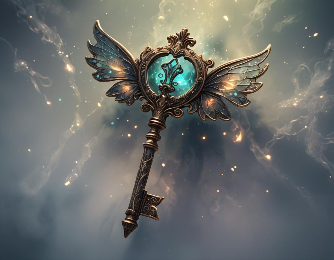 Glowing Fairy Key with Wings in the Dark