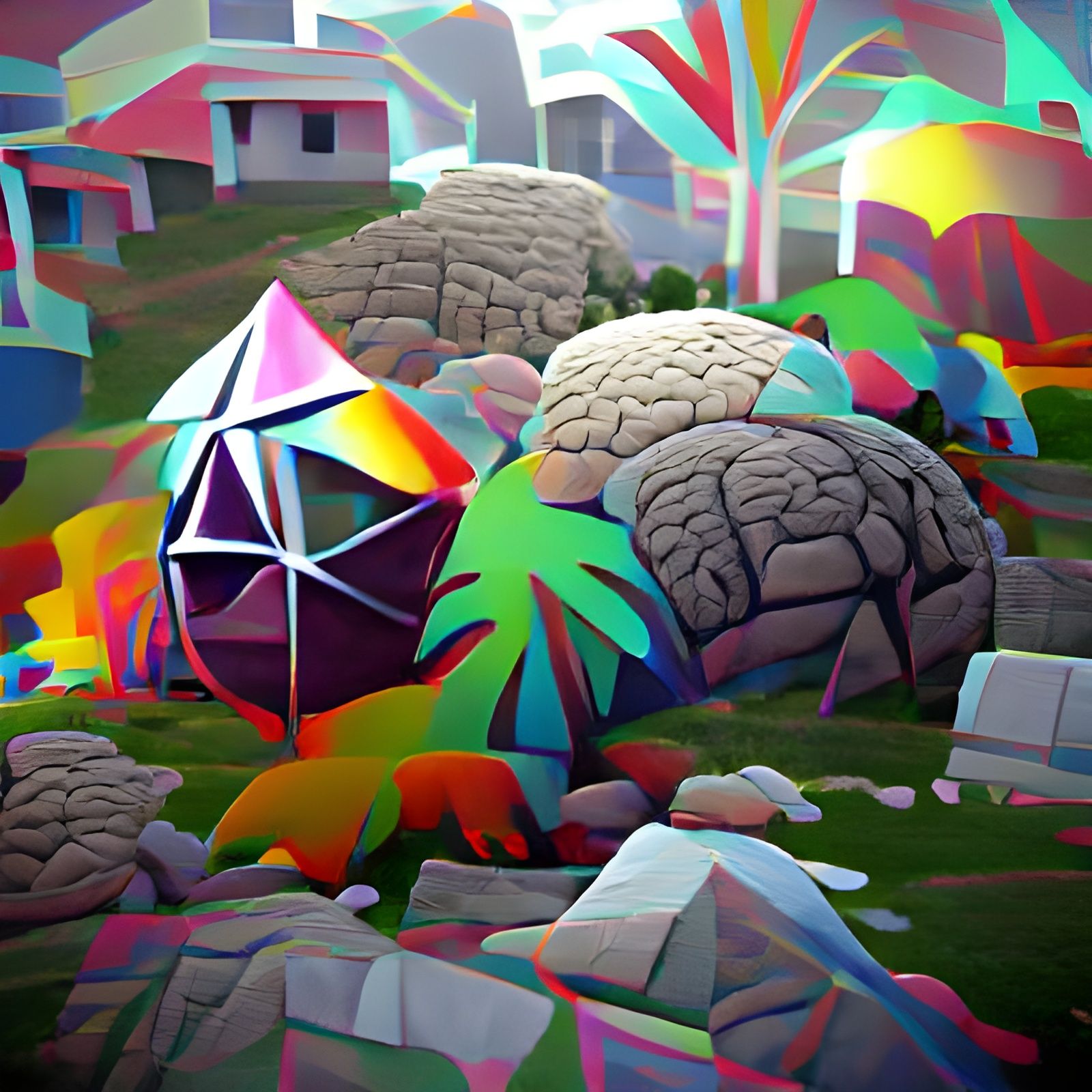 Neon Brain Illustration in Digital Art Style