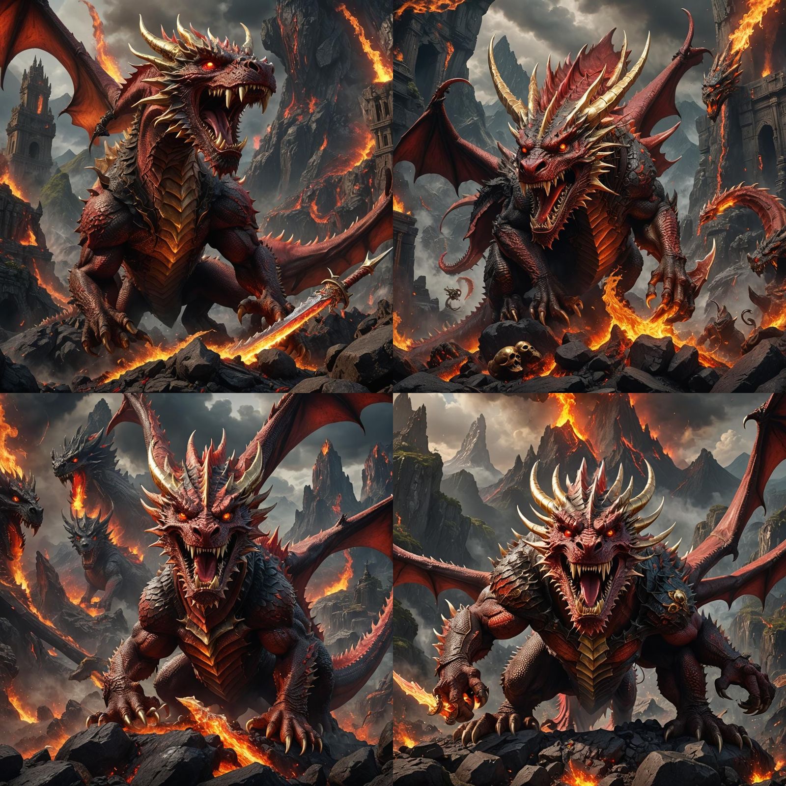 Red Dragon's Fiery Victory on Skull Mountain