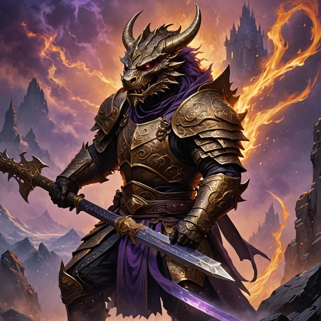Bronze Dragonborn Wields Greatsword in Dark Fantasy Masterpi...