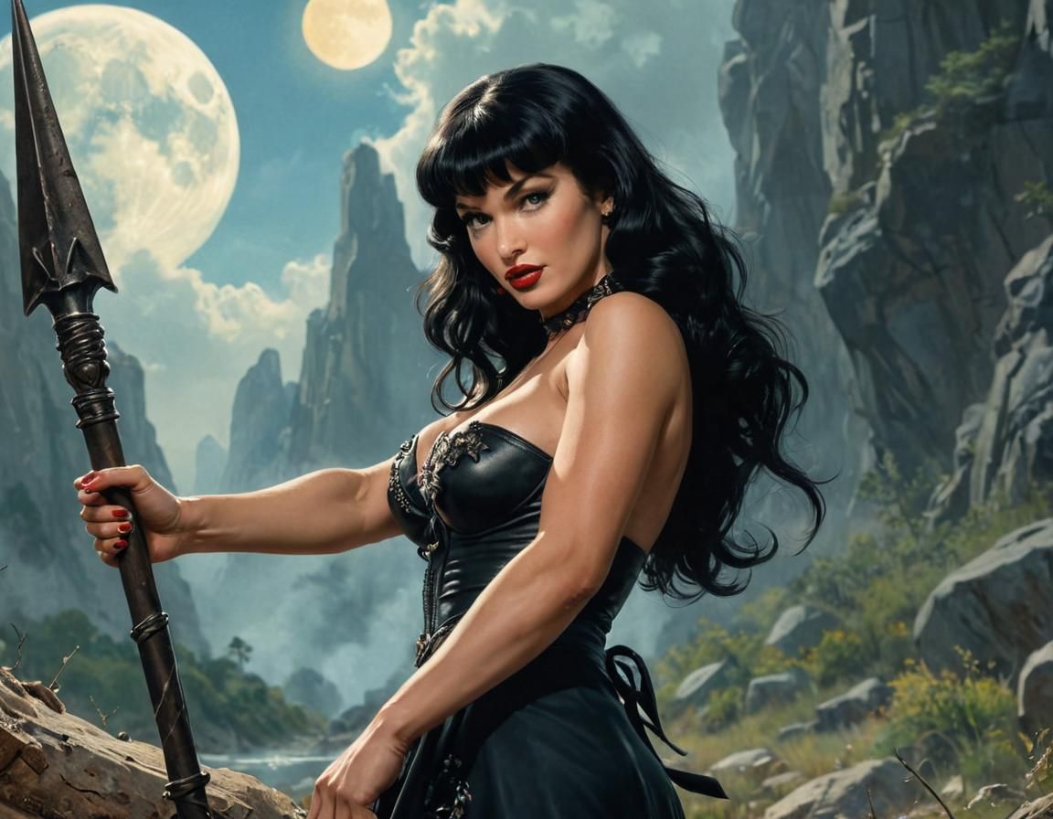 Sorceress as Bettie Page in Heavy Metal Portrait