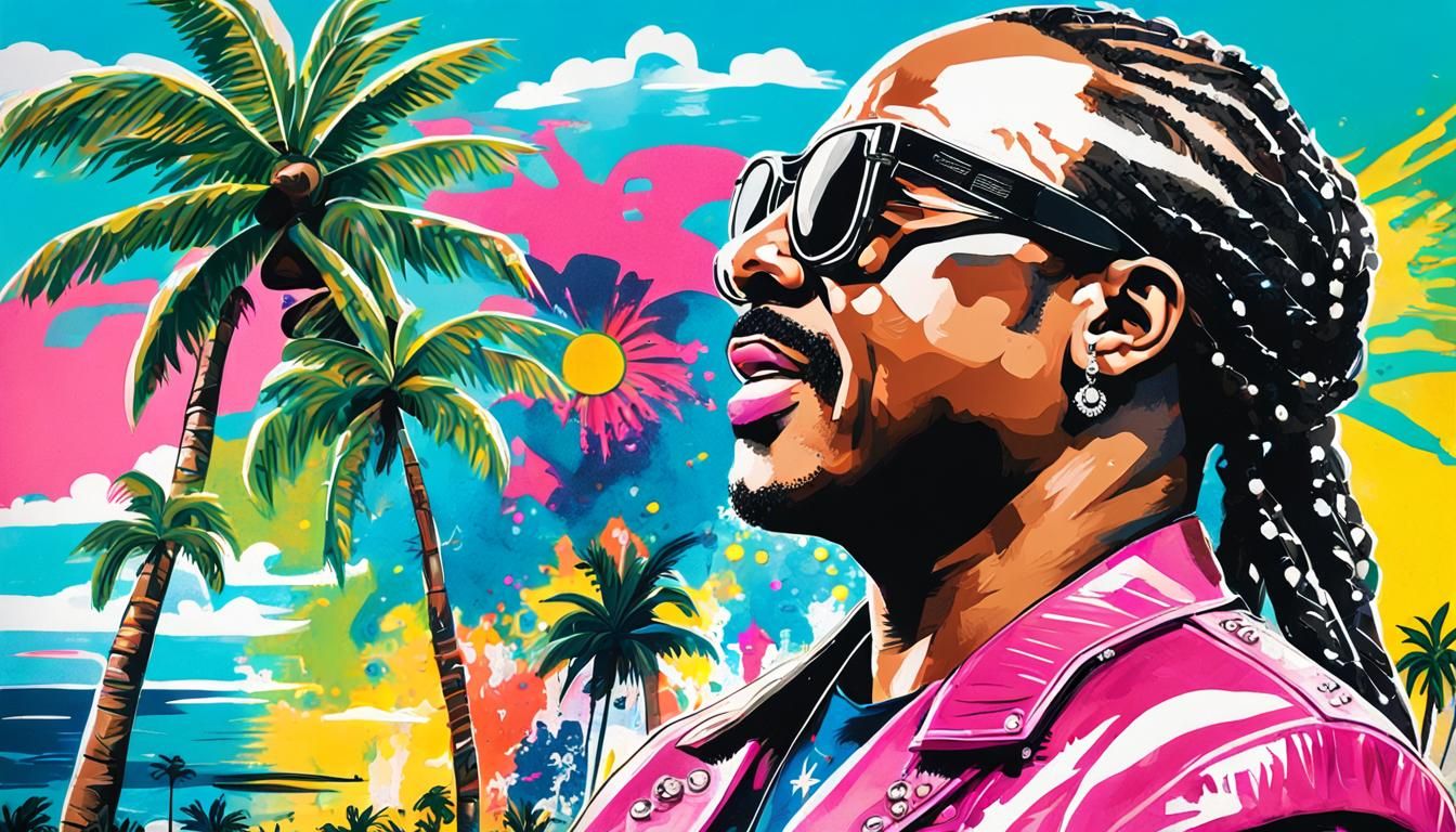 Stevie Wonder in Jamaica: Pop Art Watercolor Portrait