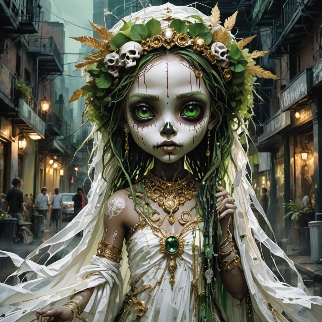 Chibi Voodoo Priestess in Detailed Digital Art Style