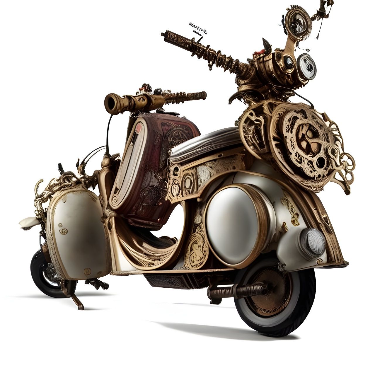Intricate Steampunk Mechanical Vespa in 4k