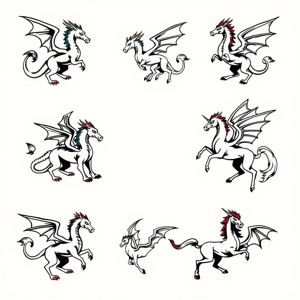 Fantasy Creature Flash Tattoo Designs