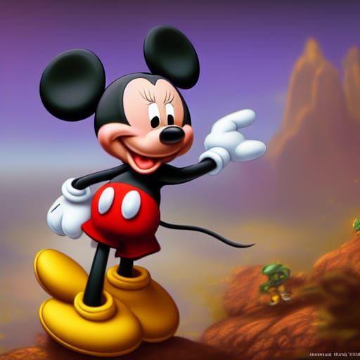 Mickey Mouse Shoots Minnie Mouse: Detailed Matte Painting